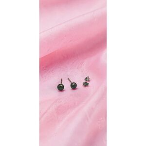 Cultured Pearl Stud Earrings 6mm Gunmetal Gray Sterling Silver Vintage DK 925